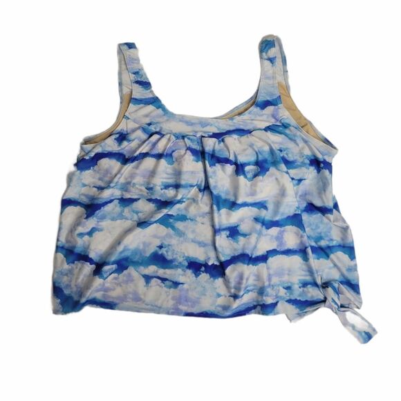Y2K/90s VINTAGE cloud print top side tie bikini tankini plus size 2X‎ - Picture 1 of 9
